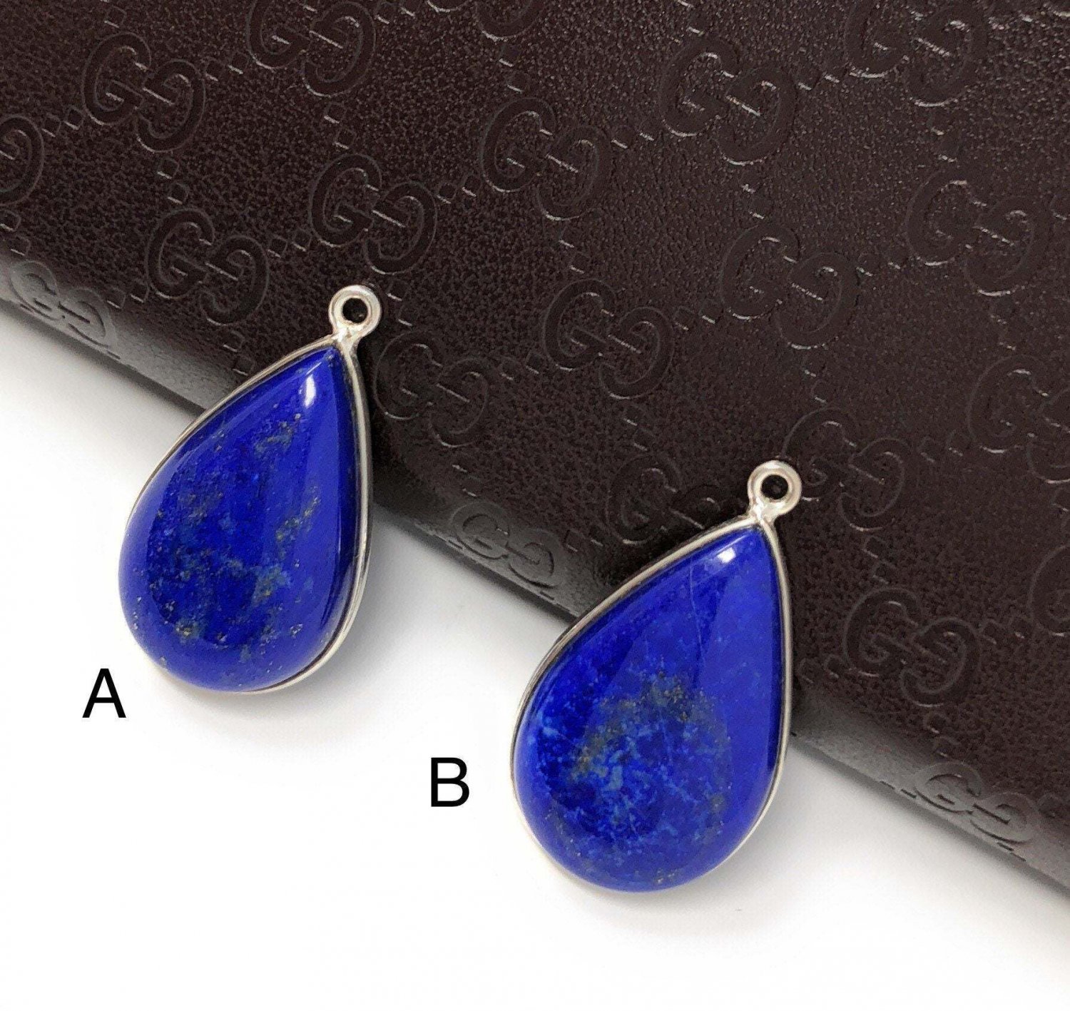 Lapis Lazuli Gemstone Charm; DIY Jewelry Making; Jewelry Findings A - 27mm x 15.75mm