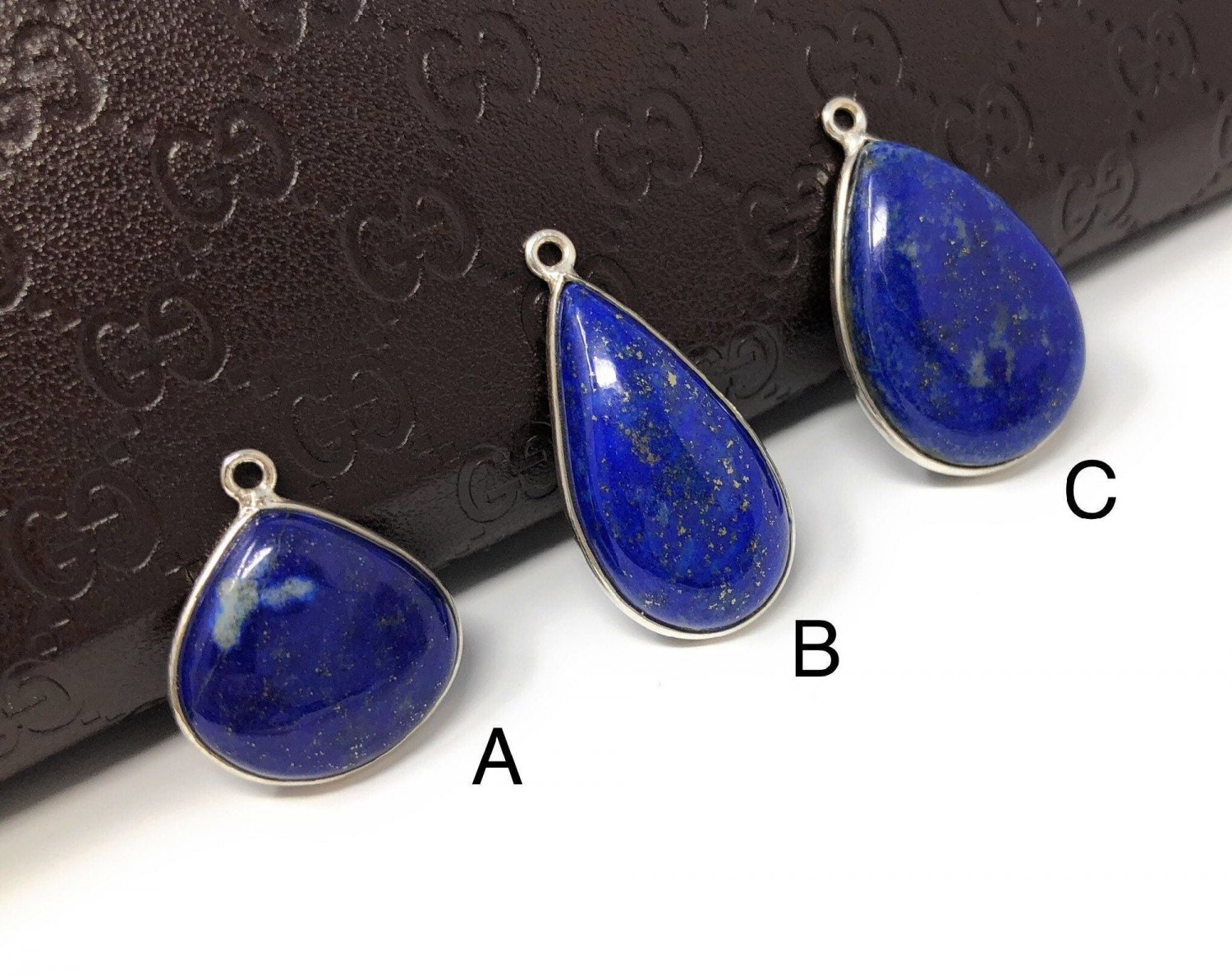 Lapis Lazuli Gemstone Charm; DIY Jewelry Supplies for Jewelry Making A- 22 x 17.5 x 5mm