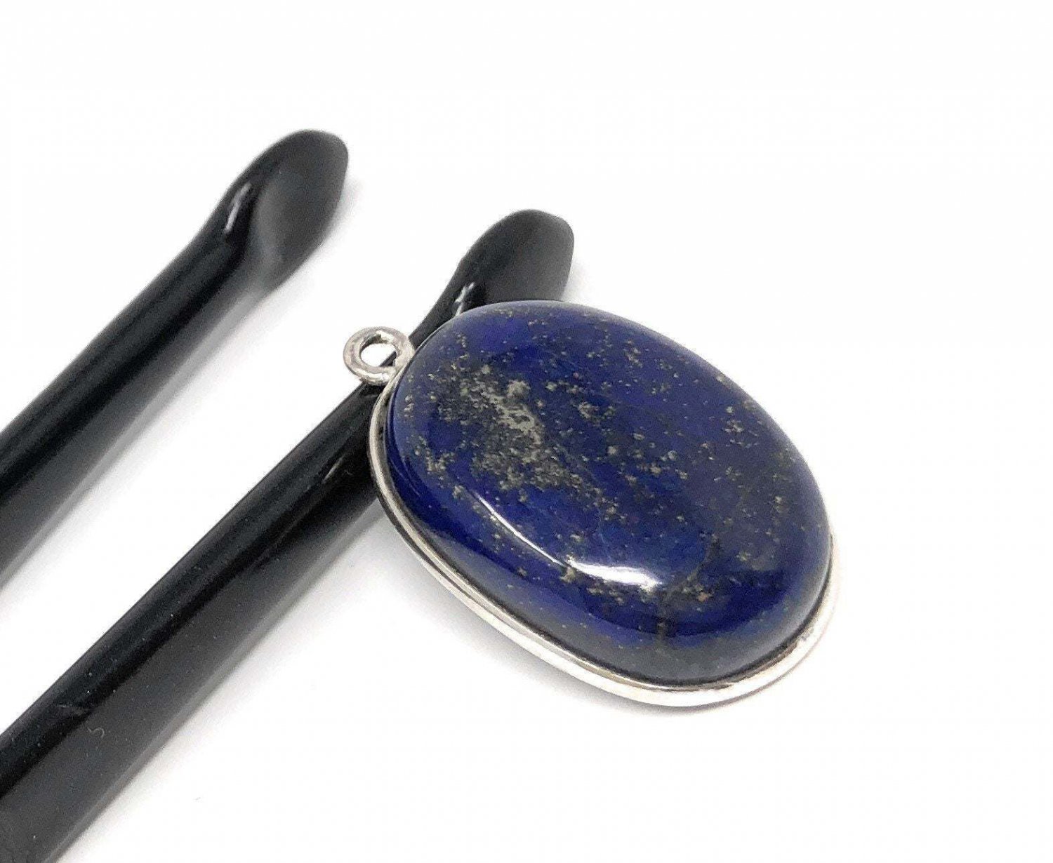 Lapis Lazuli Gemstone Charm; Lapis Lazuli Silver Charm; DIY Jewelry Making; 24x15.75mm Default Title