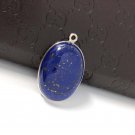 Lapis Lazuli Gemstone Charm; Sterling Silver Charm for DIY Jewelry Making; 26x17x7mm Default Title