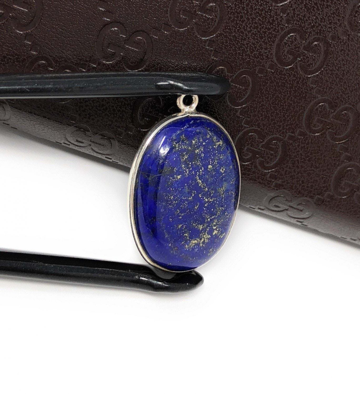 Lapis LazuliSterling Silver Charm for DIY Jewelry Making Jewelry Findings 27x18.5mm Default Title