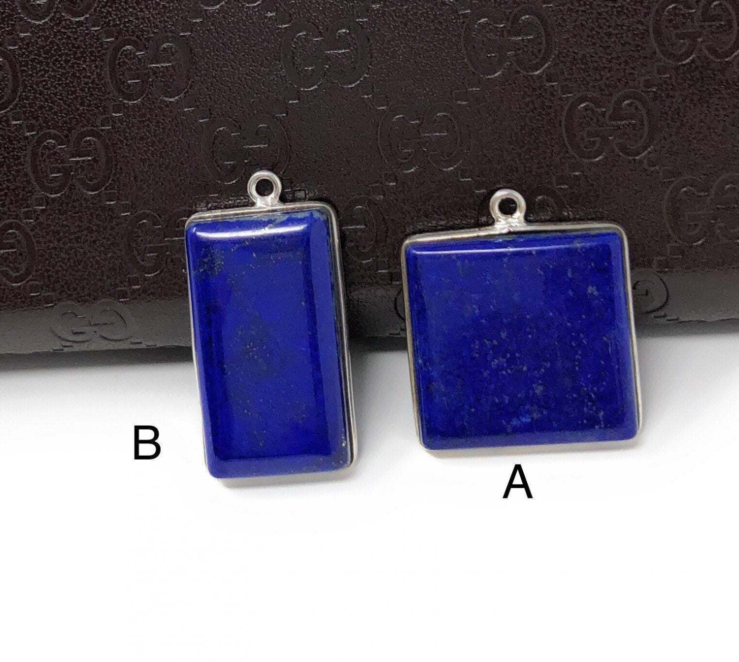 Lapis Lazuli; Gemstone Charm; Lapis LJewelry Findings DIY Jewelry Blue Charm RECTANGLE- 27x14