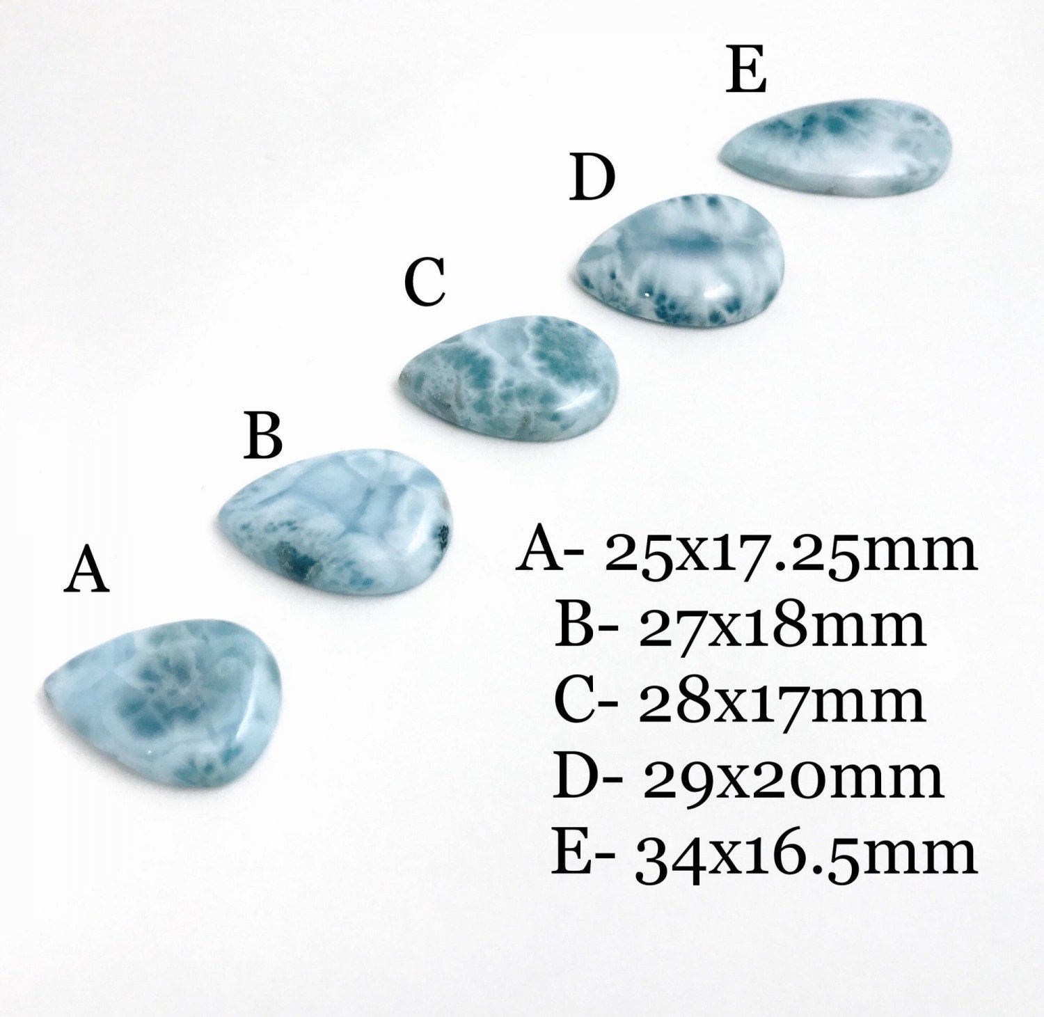 LarNatural Gemstone Wholesale Cabochons Natural Larimar Cabochon for Jewelry Making D - 29 x 20mm