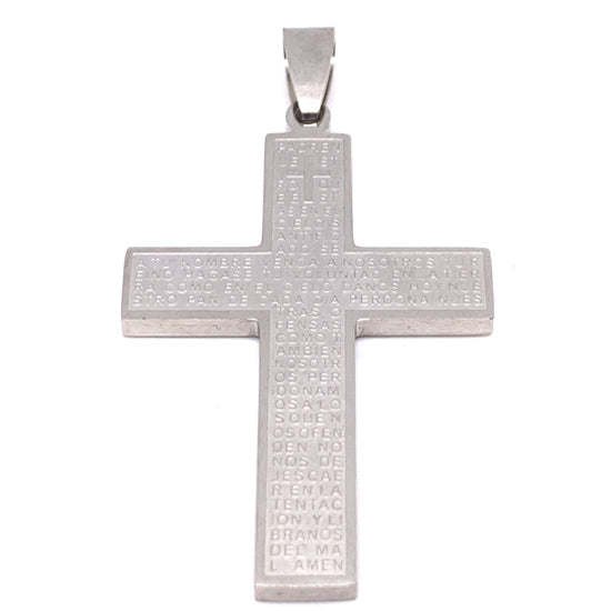 Large Padre Nuestro English Lord's Prayer Stainless Steel Cross Pendant - PDL9002 Default Title