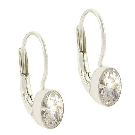 Large Sterling Silver Diamond cz stone Lever Back LeverBack Earrings E10015