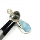 Larimar and Green Amethyst GeSterling Silver Jewelry Bohemian Jewelry Gifts for Her Default Title