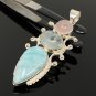 Larimar Gemstone Wire Wrapped Pendant Silver Jewelry Gifts for Her Bohemian Jewelry Default Title