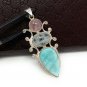 Larimar Gemstone Wire Wrapped Pendant Silver Jewelry Gifts for Her Bohemian Jewelry Default Title