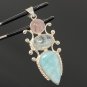 Larimar Gemstone Wire Wrapped Pendant Silver Jewelry Gifts for Her Bohemian Jewelry Default Title