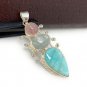Larimar Gemstone Wire Wrapped Pendant Silver Jewelry Gifts for Her Bohemian Jewelry Default Title