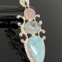 Larimar Gemstone Wire Wrapped Pendant Silver Jewelry Gifts for Her Bohemian Jewelry Default Title
