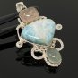 Larimar Gemstone Wire Wrapped Pendant Silver Jewelry Gifts for Her Bohemian Jewelry Default Title