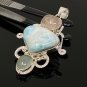 Larimar Gemstone Wire Wrapped Pendant Silver Jewelry Gifts for Her Bohemian Jewelry Default Title