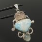 Larimar Gemstone Wire Wrapped Pendant Silver Jewelry Gifts for Her Bohemian Jewelry Default Title