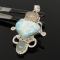 Larimar Gemstone Wire Wrapped Pendant Silver Jewelry Gifts for Her Bohemian Jewelry Default Title
