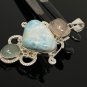 Larimar Gemstone Wire Wrapped Pendant Silver Jewelry Gifts for Her Bohemian Jewelry Default Title