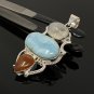 Larimar Gemstone Wire Wrapped Pendant Silver Jewelry Gifts for Her Bohemian Jewelry Default Title