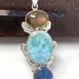 Larimar Gemstone Wire Wrapped Pendant Silver Jewelry Gifts for Her Bohemian Jewelry Default Title