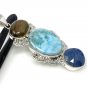 Larimar Gemstone Wire Wrapped Pendant Silver Jewelry Gifts for Her Bohemian Jewelry Default Title
