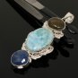 Larimar Gemstone Wire Wrapped Pendant Silver Jewelry Gifts for Her Bohemian Jewelry Default Title