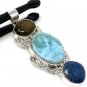 Larimar Gemstone Wire Wrapped Pendant Silver Jewelry Gifts for Her Bohemian Jewelry Default Title