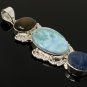 Larimar Gemstone Wire Wrapped Pendant Silver Jewelry Gifts for Her Bohemian Jewelry Default Title