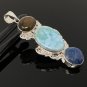 Larimar Gemstone Wire Wrapped Pendant Silver Jewelry Gifts for Her Bohemian Jewelry Default Title