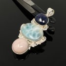 Larimar Gemstone Wire Wrapped Pendant Silver Jewelry Gifts for Her Bohemian Jewelry Default Title