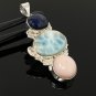 Larimar Gemstone Wire Wrapped Pendant Silver Jewelry Gifts for Her Bohemian Jewelry Default Title