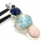 Larimar Gemstone Wire Wrapped Pendant Silver Jewelry Gifts for Her Bohemian Jewelry Default Title