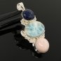 Larimar Gemstone Wire Wrapped Pendant Silver Jewelry Gifts for Her Bohemian Jewelry Default Title