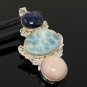 Larimar Gemstone Wire Wrapped Pendant Silver Jewelry Gifts for Her Bohemian Jewelry Default Title