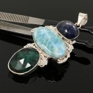 Larimar Gemstone Wire Wrapped Pendant Silver Jewelry Gifts for Her Bohemian Jewelry Default Title