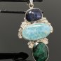 Larimar Gemstone Wire Wrapped Pendant Silver Jewelry Gifts for Her Bohemian Jewelry Default Title