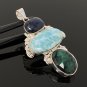 Larimar Gemstone Wire Wrapped Pendant Silver Jewelry Gifts for Her Bohemian Jewelry Default Title
