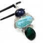 Larimar Gemstone Wire Wrapped Pendant Silver Jewelry Gifts for Her Bohemian Jewelry Default Title