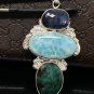 Larimar Gemstone Wire Wrapped Pendant Silver Jewelry Gifts for Her Bohemian Jewelry Default Title
