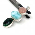 Larimar Gemstone Wire Wrapped Pendant Silver Jewelry Gifts for Her Bohemian Jewelry Default Title