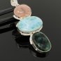 Larimar Gemstone Wire Wrapped Pendant Silver Jewelry Gifts for Her Bohemian Jewelry Default Title