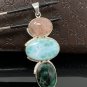 Larimar Gemstone Wire Wrapped Pendant Silver Jewelry Gifts for Her Bohemian Jewelry Default Title