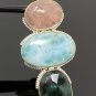 Larimar Gemstone Wire Wrapped Pendant Silver Jewelry Gifts for Her Bohemian Jewelry Default Title