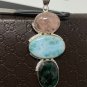Larimar Gemstone Wire Wrapped Pendant Silver Jewelry Gifts for Her Bohemian Jewelry Default Title