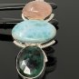 Larimar Gemstone Wire Wrapped Pendant Silver Jewelry Gifts for Her Bohemian Jewelry Default Title