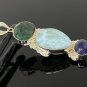 Larimar Gemstone Wire Wrapped Pendant Silver Jewelry Gifts for Her Bohemian Jewelry Default Title