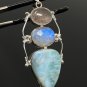 Larimar Gemstone Wire Wrapped Pendant Silver Jewelry Gifts for Her Bohemian Jewelry Default Title