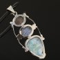 Larimar Gemstone Wire Wrapped Pendant Silver Jewelry Gifts for Her Bohemian Jewelry Default Title