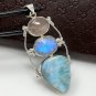 Larimar Gemstone Wire Wrapped Pendant Silver Jewelry Gifts for Her Bohemian Jewelry Default Title