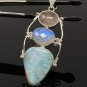 Larimar Gemstone Wire Wrapped Pendant Silver Jewelry Gifts for Her Bohemian Jewelry Default Title