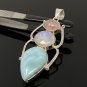 Larimar Gemstone Wire Wrapped Pendant Silver Jewelry Gifts for Her Bohemian Jewelry Default Title
