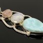 Larimar Gemstone Wire Wrapped Pendant Silver Jewelry Gifts for Her Bohemian Jewelry Default Title